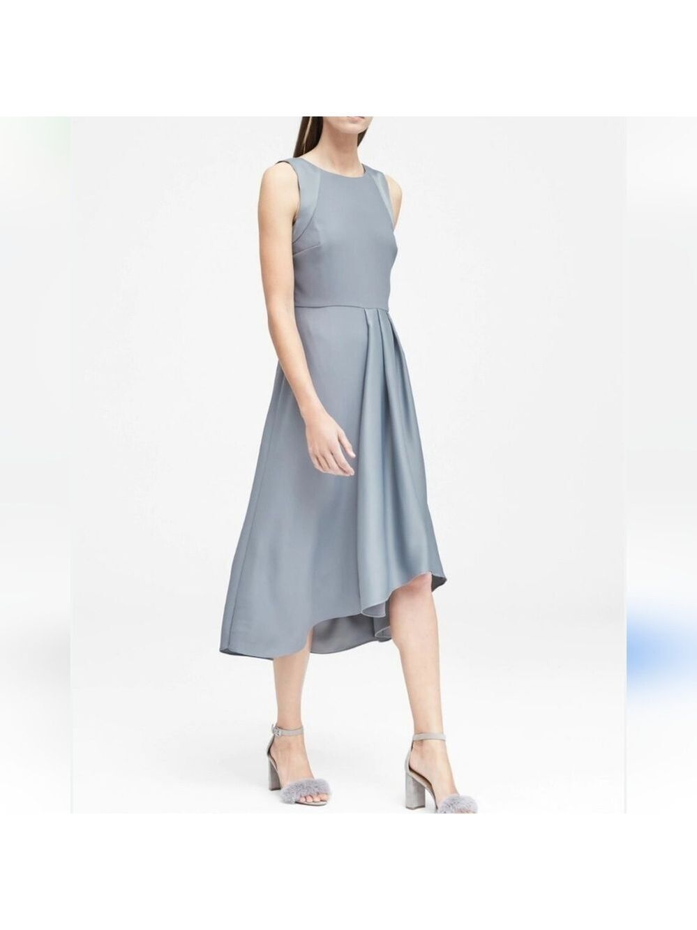 NWT Banana Republic Mixed Media Satin Pleat Dress, Size 4